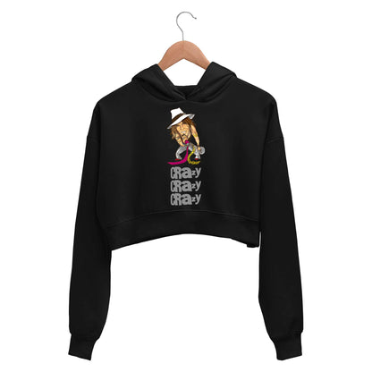 aerosmith crazy crop hoodie hooded sweatshirt upper winterwear music band buy online india the banyan tee tbt men women girls boys unisex black