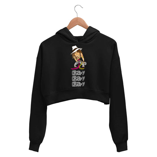 aerosmith crazy crop hoodie hooded sweatshirt upper winterwear music band buy online india the banyan tee tbt men women girls boys unisex black