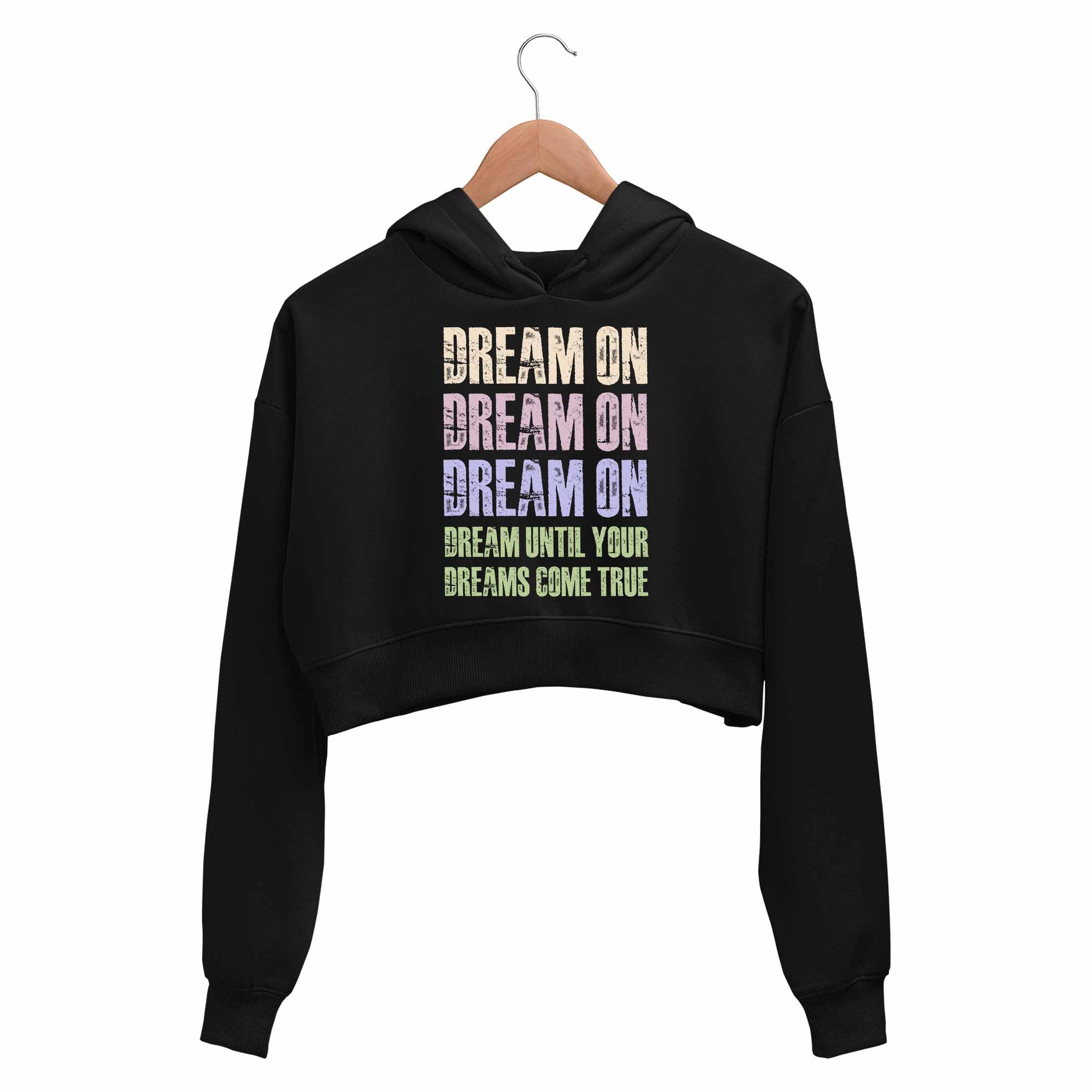 aerosmith dream on crop hoodie hooded sweatshirt upper winterwear music band buy online india the banyan tee tbt men women girls boys unisex black