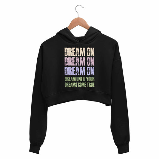 aerosmith dream on crop hoodie hooded sweatshirt upper winterwear music band buy online india the banyan tee tbt men women girls boys unisex black