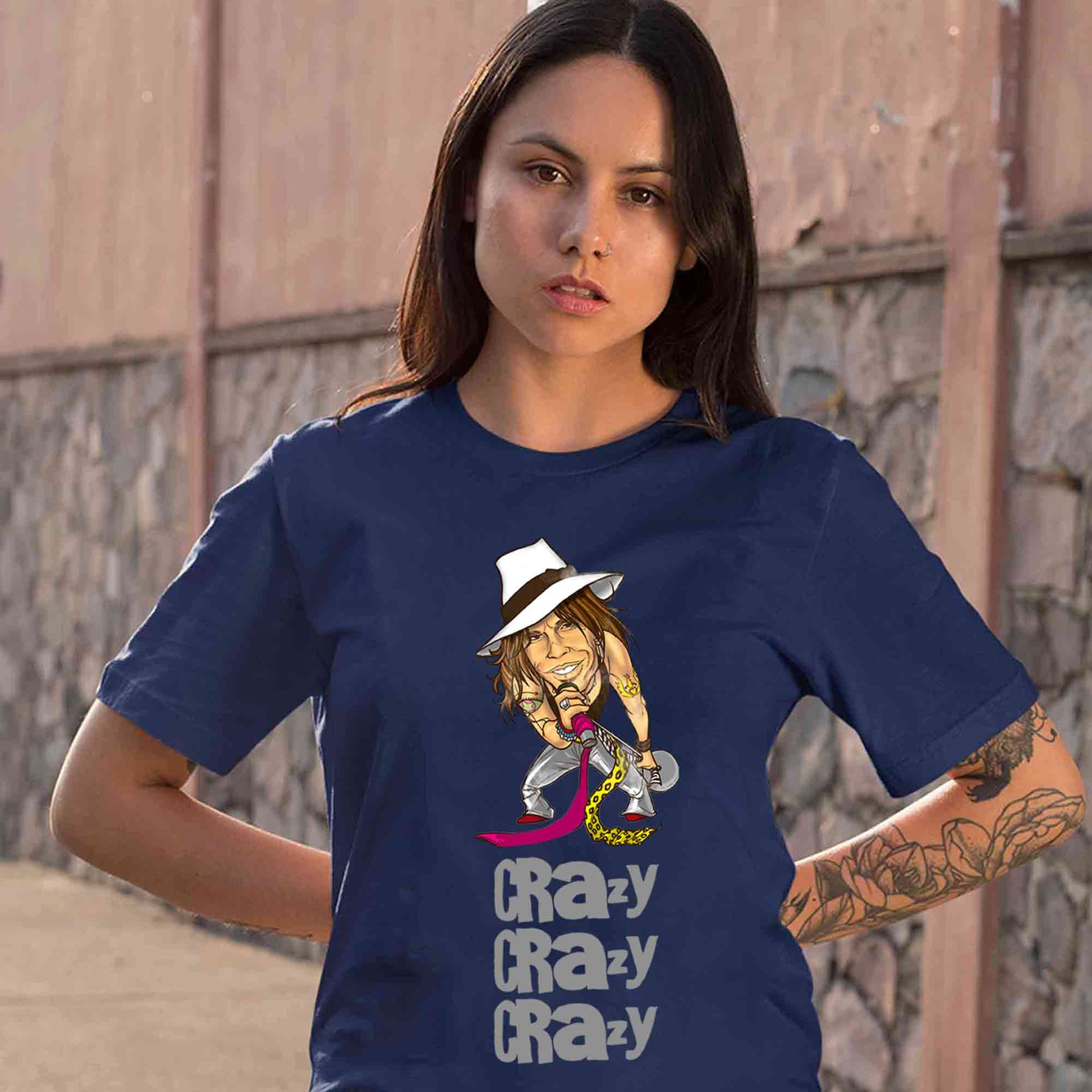 aerosmith crazy t-shirt music band buy online united states of america usa the banyan tee tbt men women girls boys unisex navy