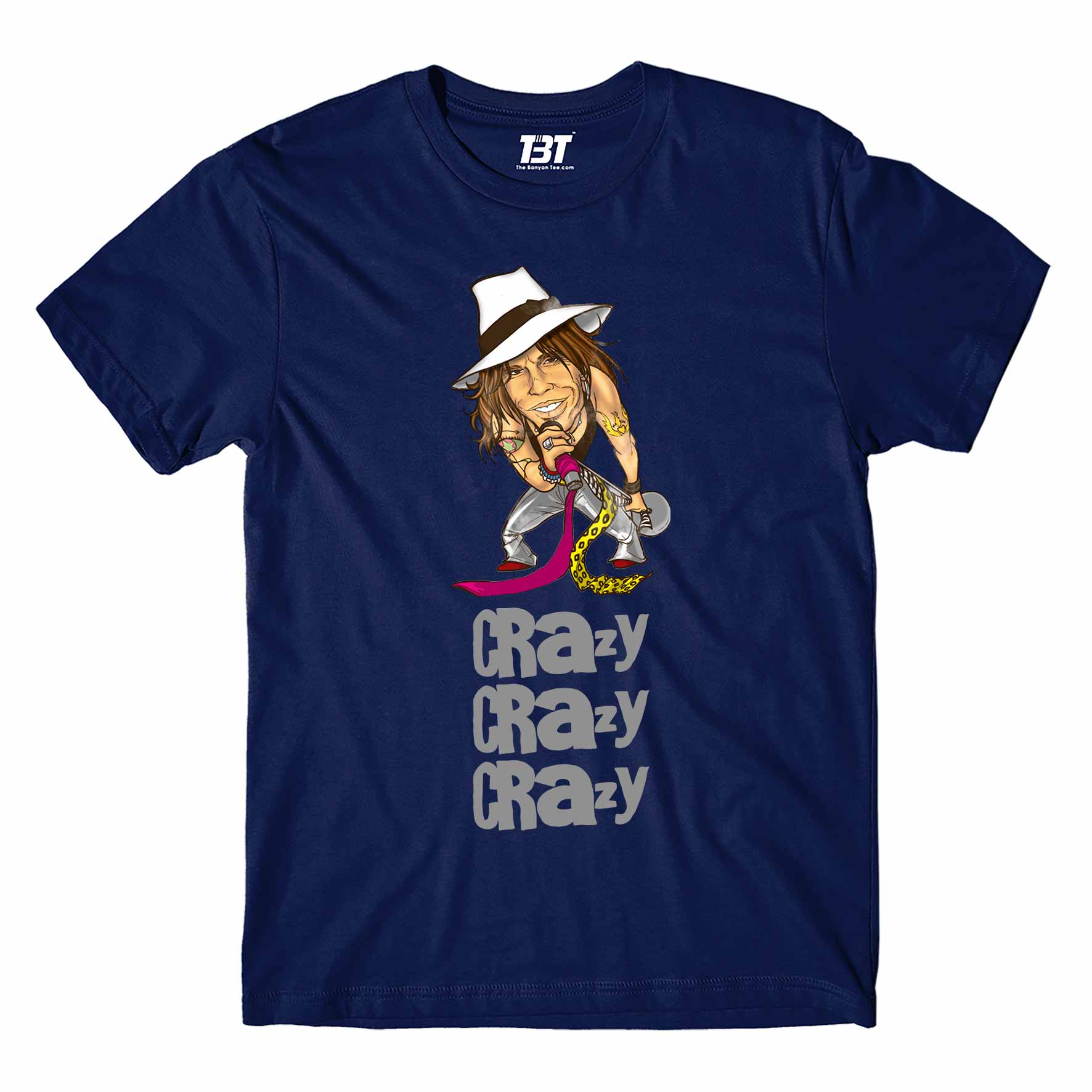 aerosmith crazy t-shirt music band buy online united states of america usa the banyan tee tbt men women girls boys unisex navy