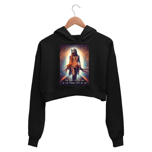 aerosmith amazing light at the end of the tunnel crop hoodie hooded sweatshirt upper winterwear music band buy online india the banyan tee tbt men women girls boys unisex black