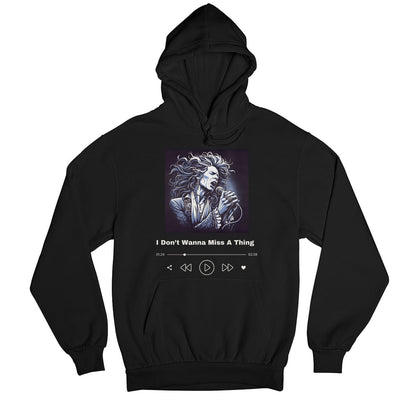 aerosmith don't wanna miss a thing hoodie hooded sweatshirt winterwear music band buy online usa united states of america the banyan tee tbt men women girls boys unisex black