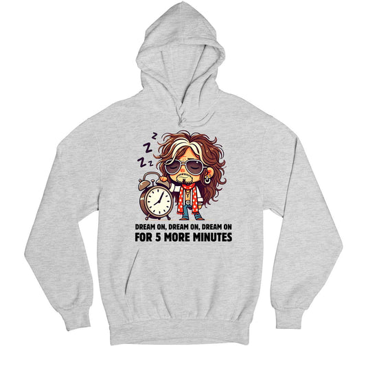 aerosmith 5 more minutes hoodie hooded sweatshirt winterwear music band buy online united states usa the banyan tee tbt men women girls boys unisex gray