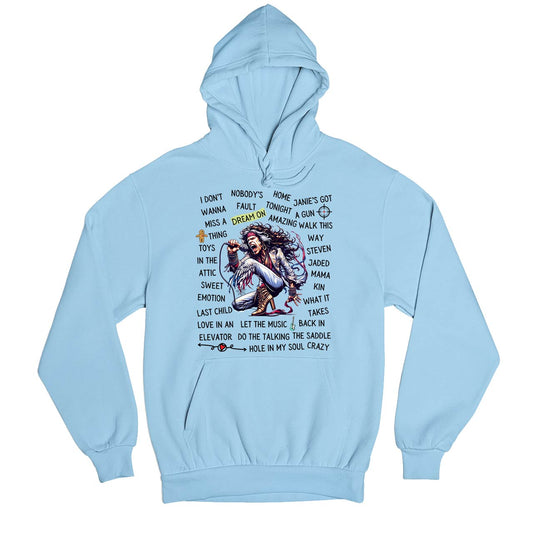 aerosmith song story hoodie hooded sweatshirt winterwear music band buy online united states of america usa the banyan tee tbt men women girls boys unisex baby blue