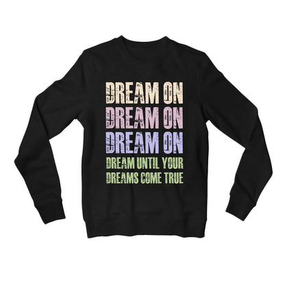 aerosmith dream on sweatshirt upper winterwear music band buy online united states of america usa the banyan tee tbt men women girls boys unisex black