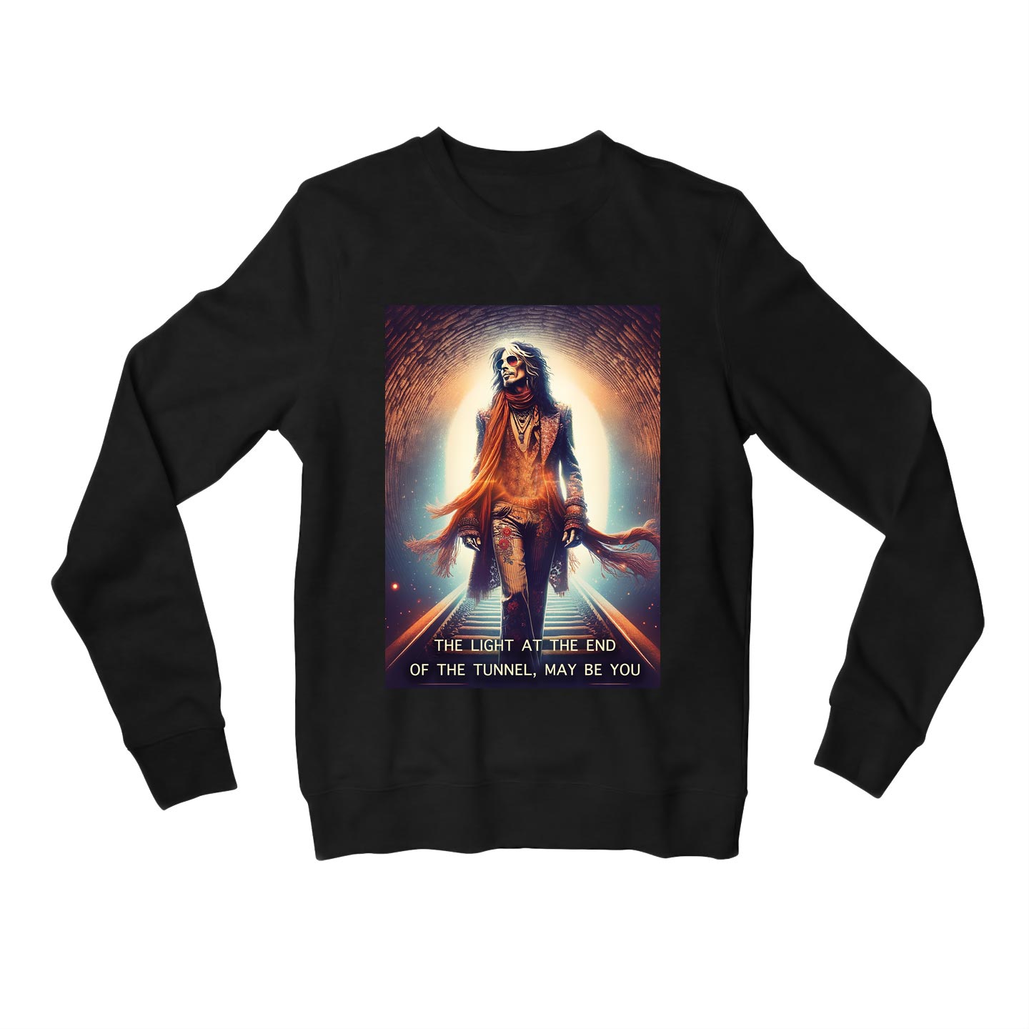 aerosmith amazing - light at the end of the tunnel sweatshirt upper winterwear music band buy online united states of america usa the banyan tee tbt men women girls boys unisex black