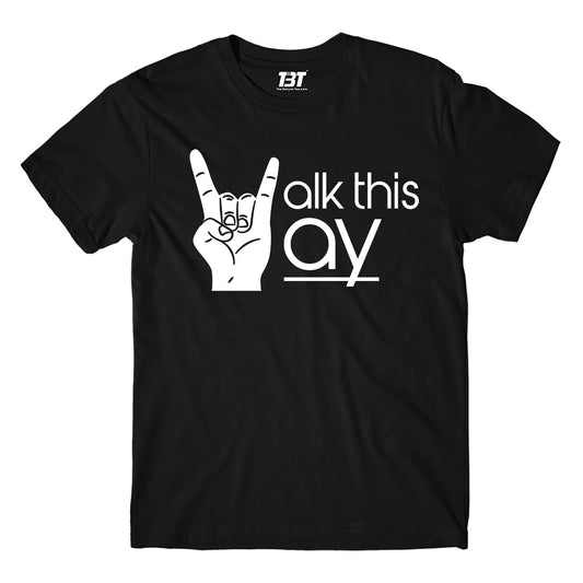 aerosmith walk this way t-shirt music band buy online united states of america usa the banyan tee tbt men women girls boys unisex black