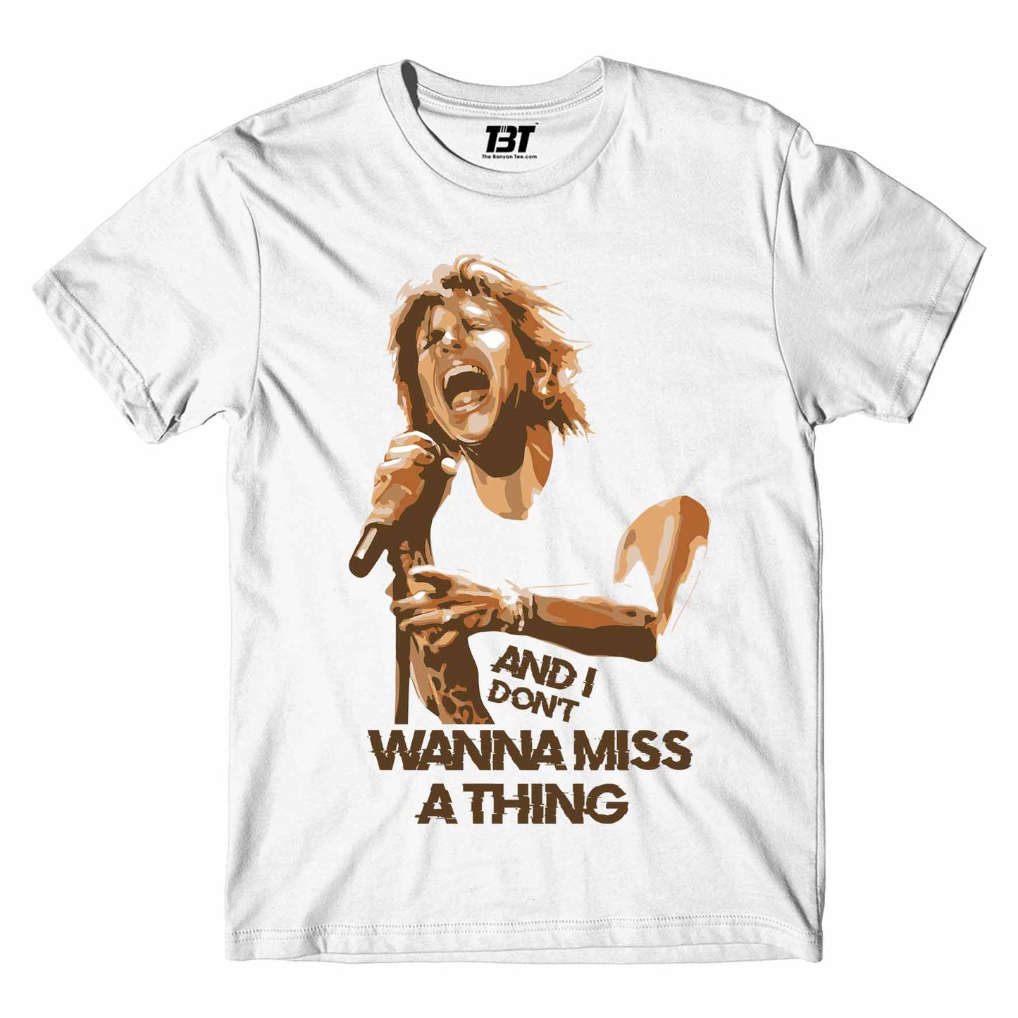 aerosmith don't wanna miss a thing t-shirt music band buy online usa united states the banyan tee tbt men women girls boys unisex white