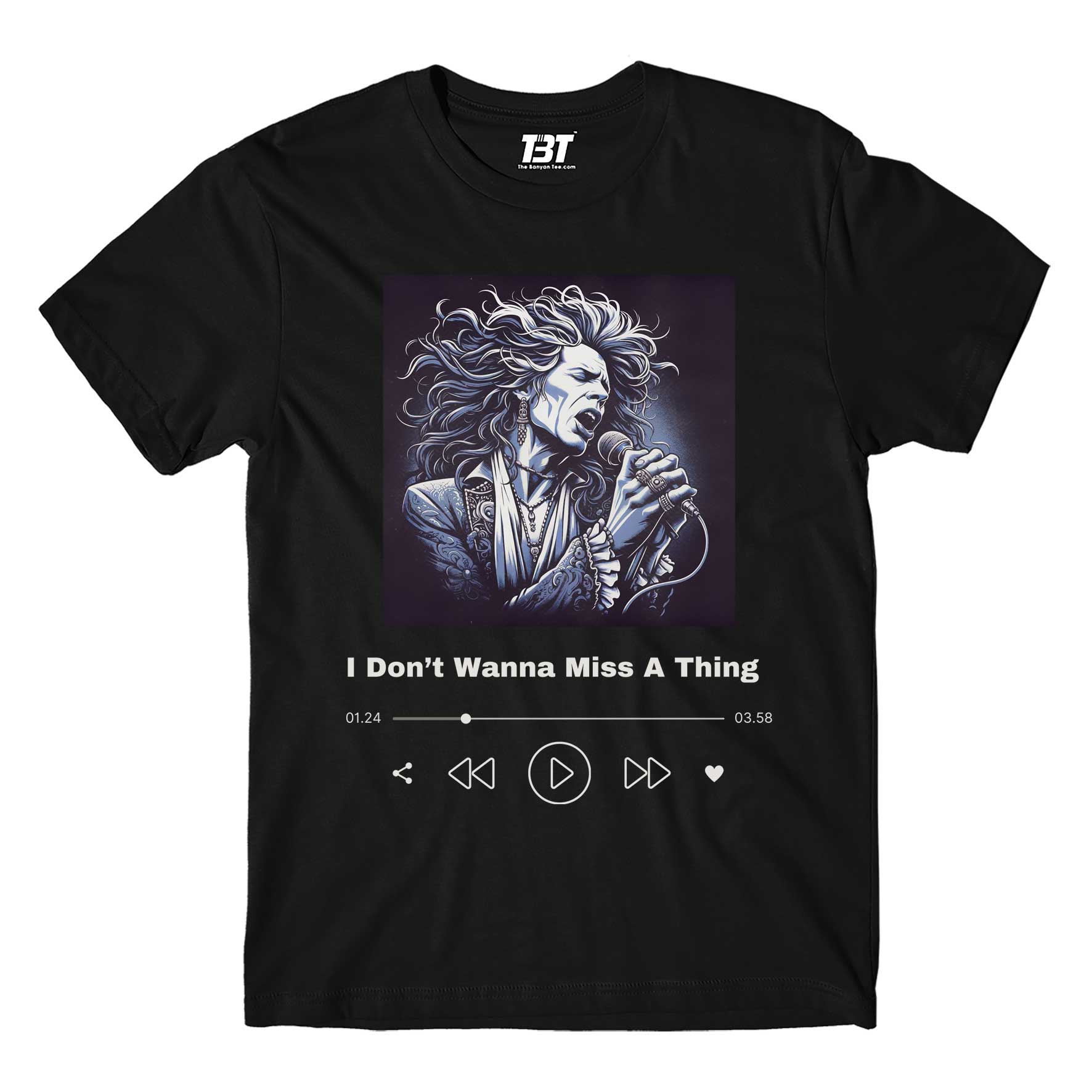 aerosmith don't wanna miss a thing t-shirt music band buy online usa united states the banyan tee tbt men women girls boys unisex black