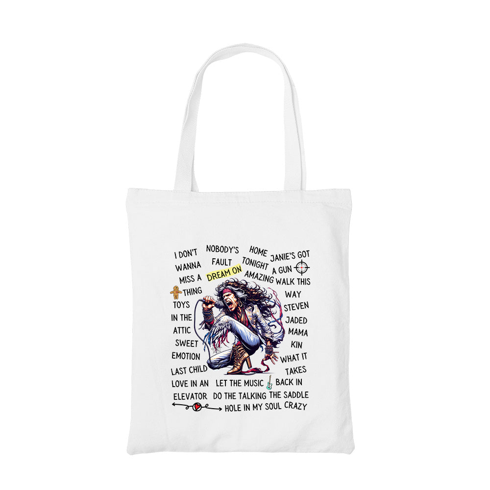 aerosmith sweet emotion tote bag cotton printed music band buy online united states usa the banyan tee tbt men women girls boys unisex