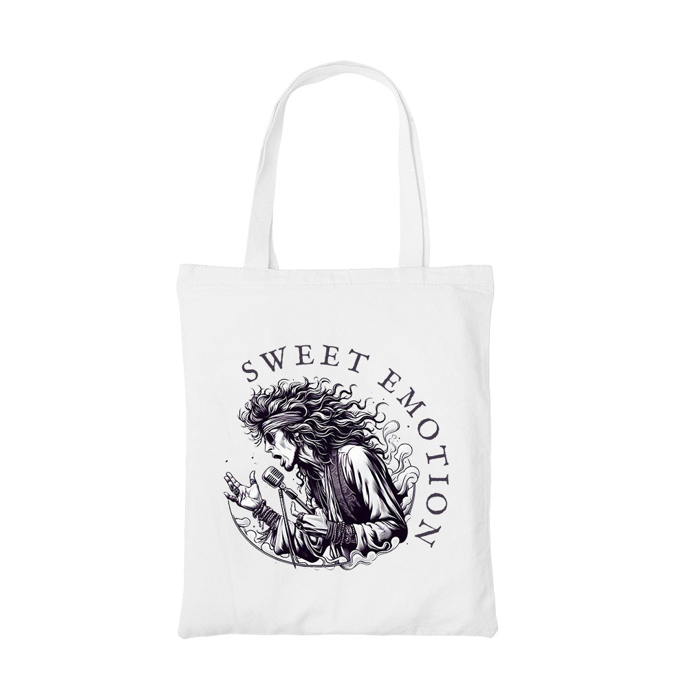 aerosmith sweet emotion tote bag cotton printed music band buy online united states usa the banyan tee tbt men women girls boys unisex