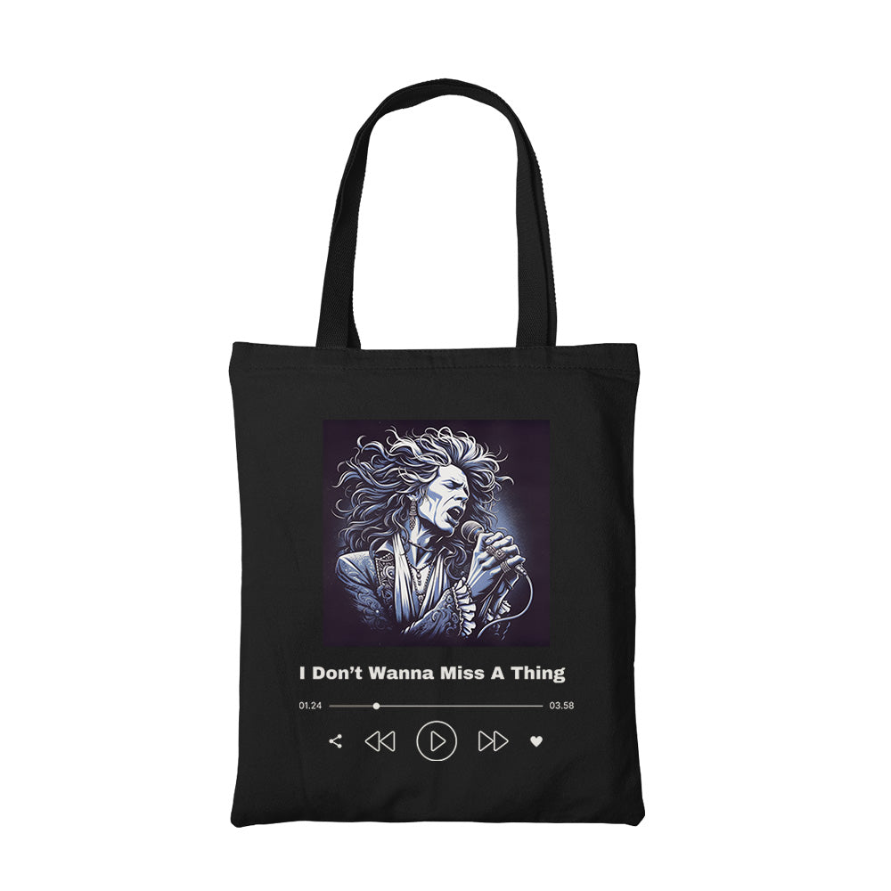 aerosmith don't wanna miss a thing tote bag cotton printed music band buy online united states usa the banyan tee tbt men women girls boys unisex