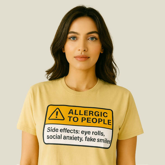 graphic allergic to people t-shirt printed graphic stylish buy online united states usa the banyan tee tbt men women girls boys unisex beige 