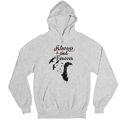 the vampire diaries always and forever hoodie hooded sweatshirt winterwear tv & movies buy online united states usa the banyan tee tbt men women girls boys unisex gray tvd stefan elena damon caroline katherine tyler bonnie
