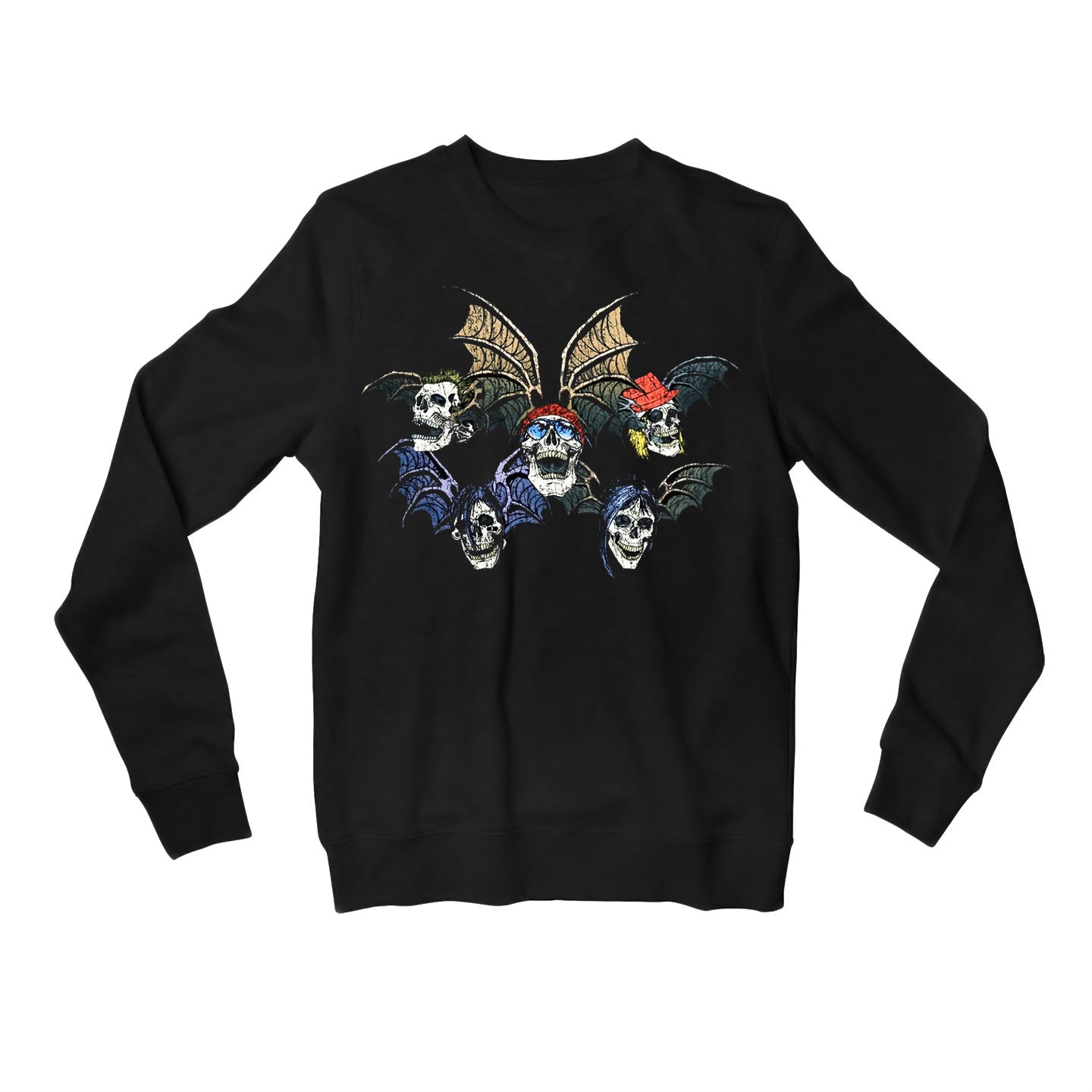 avenged sevenfold death bats sweatshirt upper winterwear music band buy online united states of america usa the banyan tee tbt men women girls boys unisex black