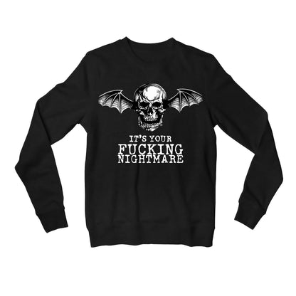 avenged sevenfold nightmare sweatshirt upper winterwear music band buy online united states of america usa the banyan tee tbt men women girls boys unisex black