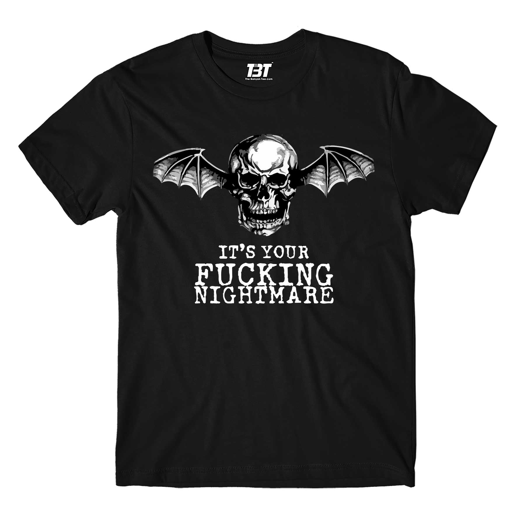 avenged sevenfold nightmare t-shirt music band buy online usa united states the banyan tee tbt men women girls boys unisex black