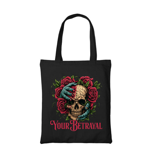 bullet for my valentine your betrayal tote bag cotton printed music band buy online united states usa the banyan tee tbt men women girls boys unisex  