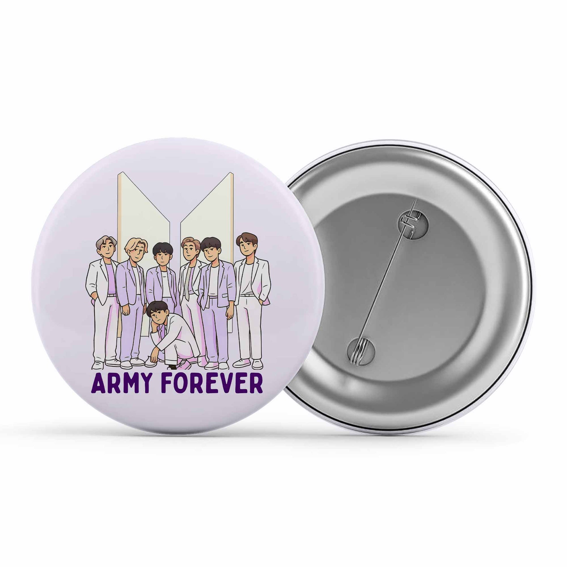bts army forever badge pin button music band buy online united states of america usa the banyan tee tbt men women girls boys unisex