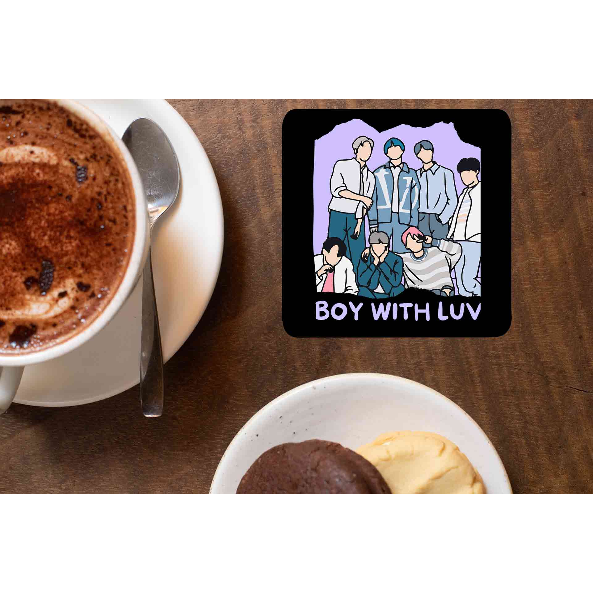 bts boy with luv coasters wooden table cups indian music band buy online india the banyan tee tbt men women girls boys unisex