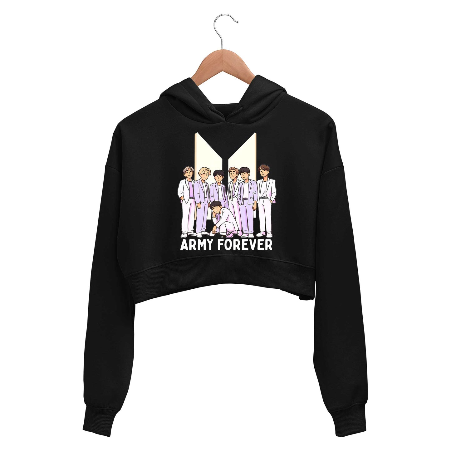 bts army forever crop hoodie hooded sweatshirt upper winterwear music band buy online india the banyan tee tbt men women girls boys unisex black