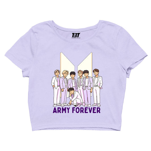 bts army forever crop top music band buy online united states of america usa the banyan tee tbt men women girls boys unisex lavender