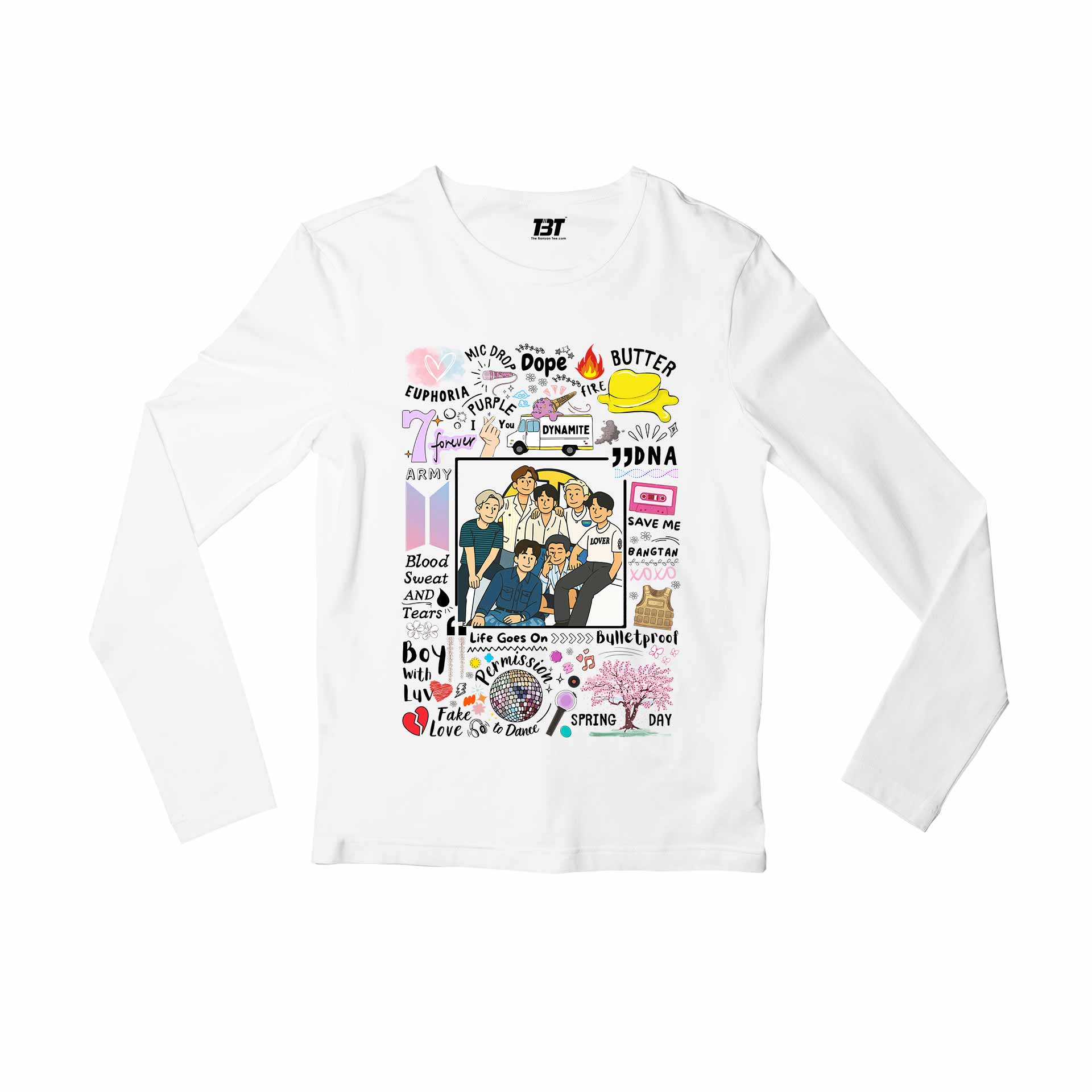 bts bangtan scribbles full sleeves long sleeves music band buy online united states usa the banyan tee tbt men women girls boys unisex white 