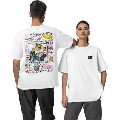 bts oversized t shirt - bangtan scribbles music t-shirt white buy online india the banyan tee tbt men women girls boys unisex