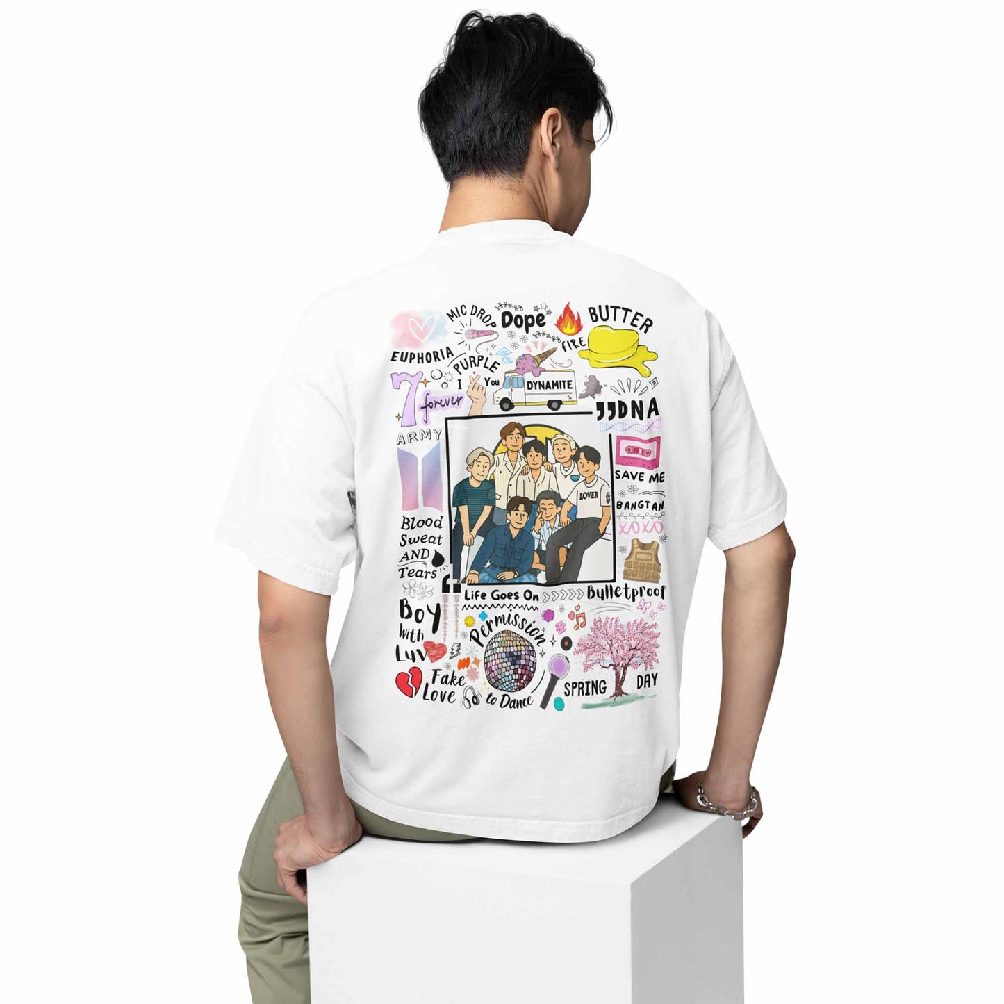 bts oversized t shirt - bangtan scribbles music t-shirt white buy online india the banyan tee tbt men women girls boys unisex