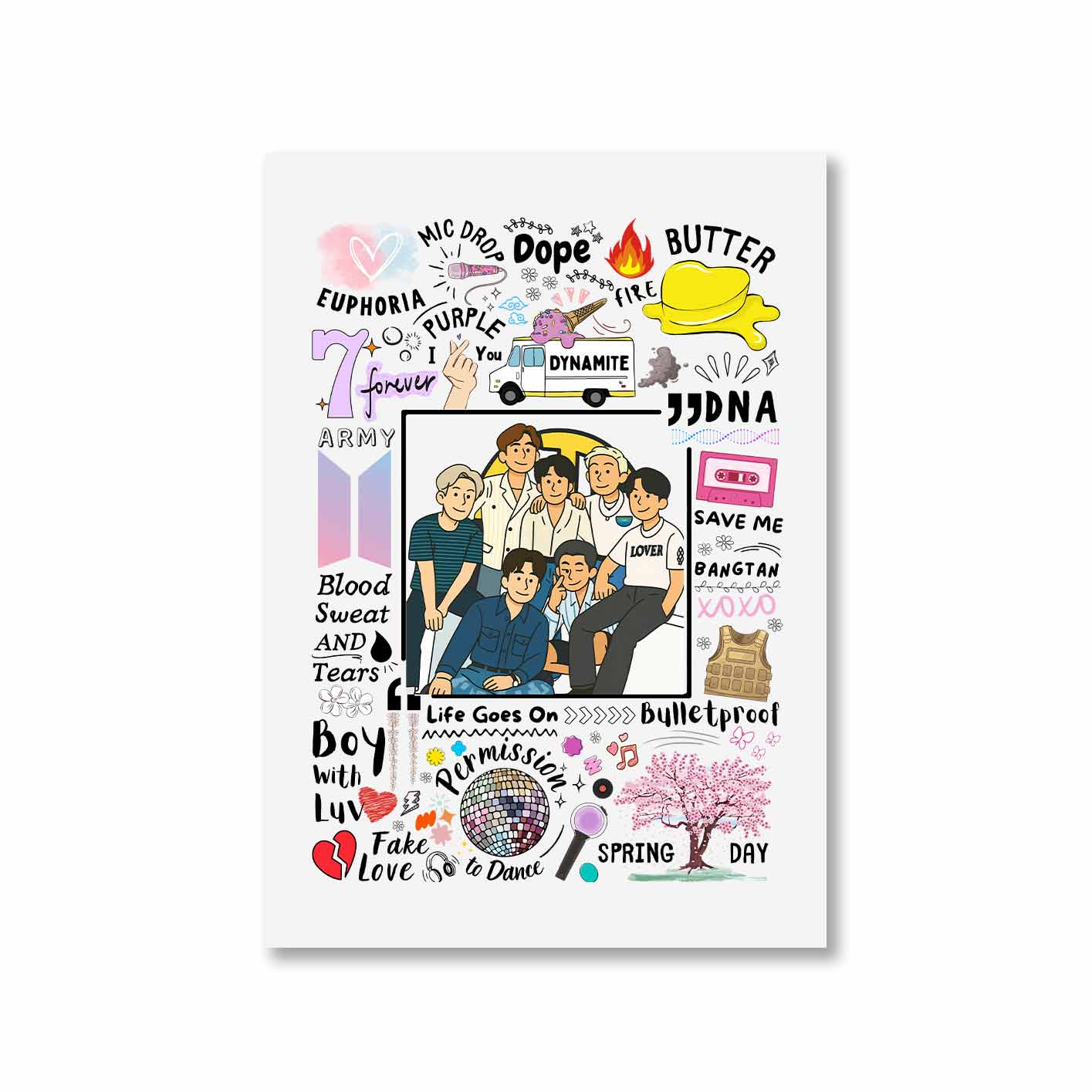 bts bangtan scribbles poster wall art buy online united states usa the banyan tee tbt 8 x 10 