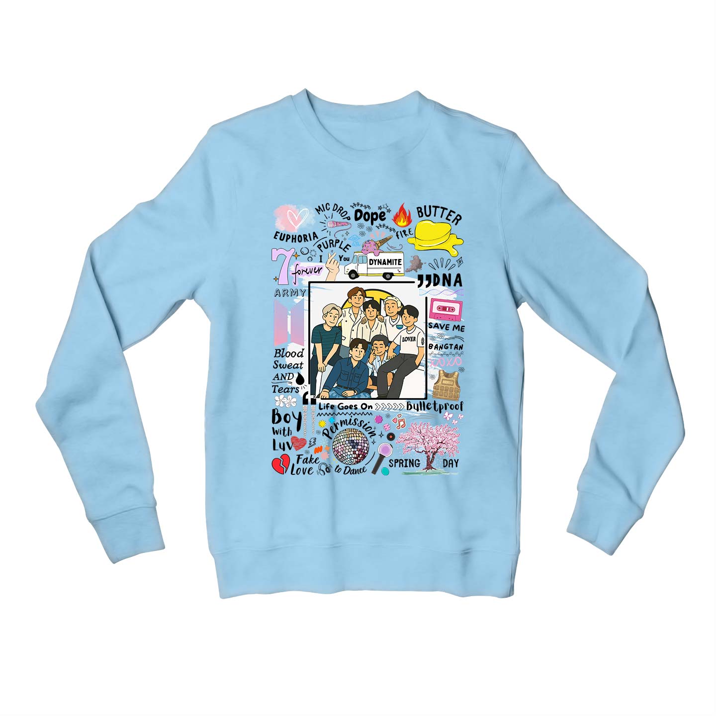 bts bangtan scribbles sweatshirt upper winterwear music band buy online united states usa the banyan tee tbt men women girls boys unisex baby blue 
