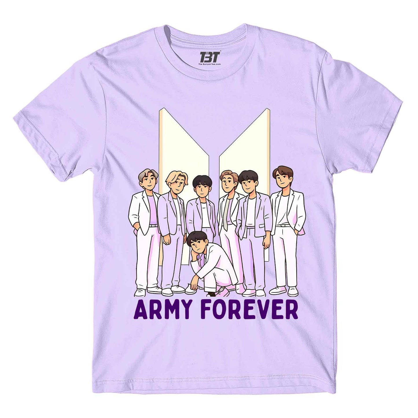 bts army forever t-shirt music band buy online united states of america usa the banyan tee tbt men women girls boys unisex lavender