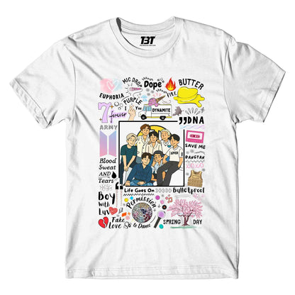 bts bangtan scribbles t-shirt music band buy online united states usa the banyan tee tbt men women girls boys unisex white 