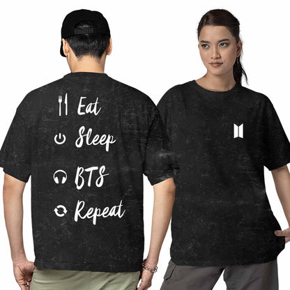 bts oversized t shirt - eat sleep repeat music t-shirt baby pink buy online india the banyan tee tbt men women girls boys unisex