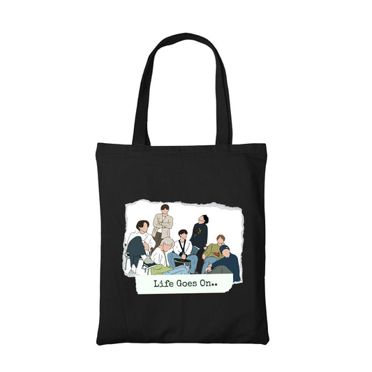 bts life goes on tote bag cotton printed music band buy online united states usa the banyan tee tbt men women girls boys unisex