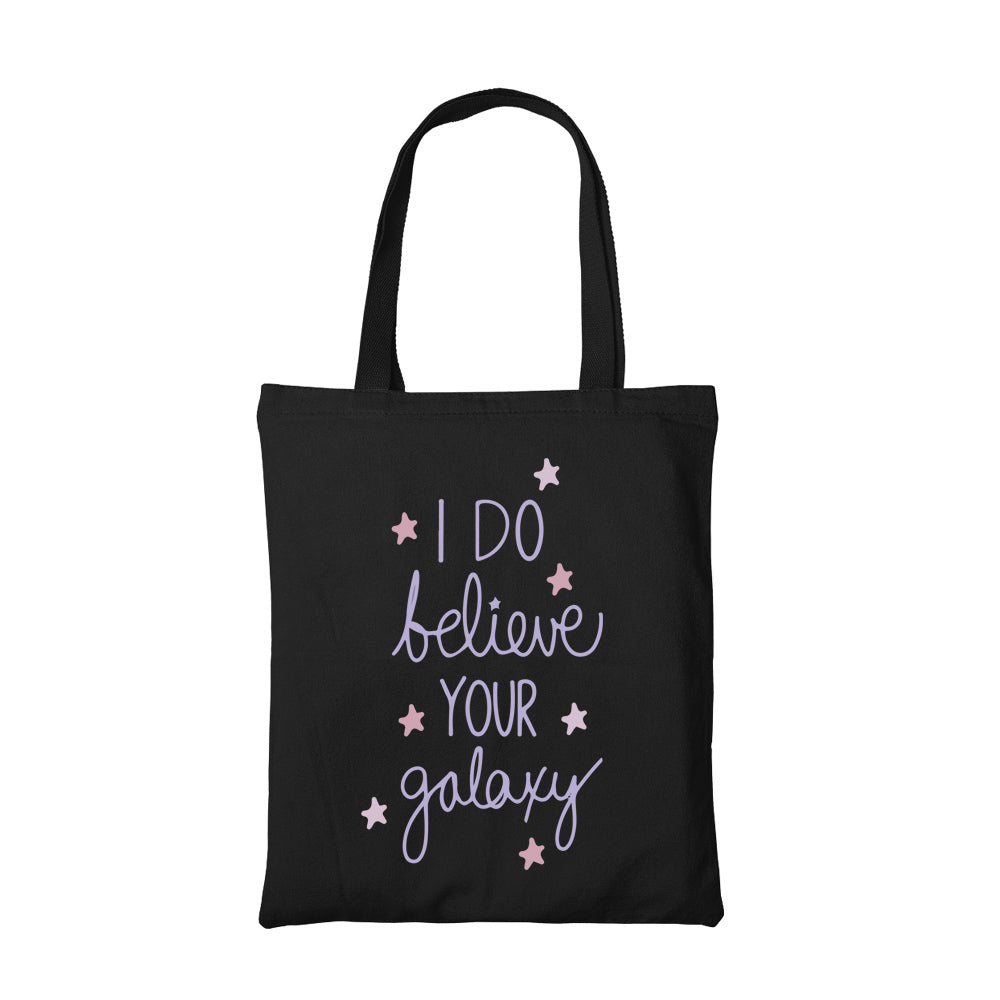 bts i do believe your galaxy tote bag hand printed cotton women men unisex