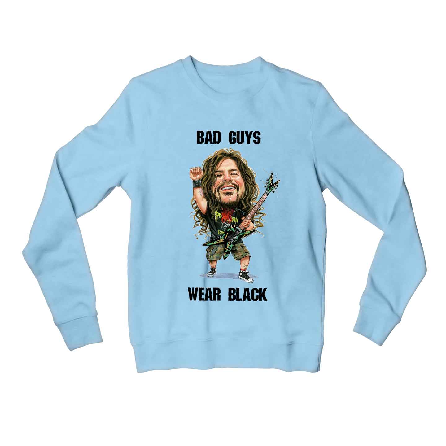 pantera bad guys wear black sweatshirt upper winterwear music band buy online united states usa the banyan tee tbt men women girls boys unisex baby blue