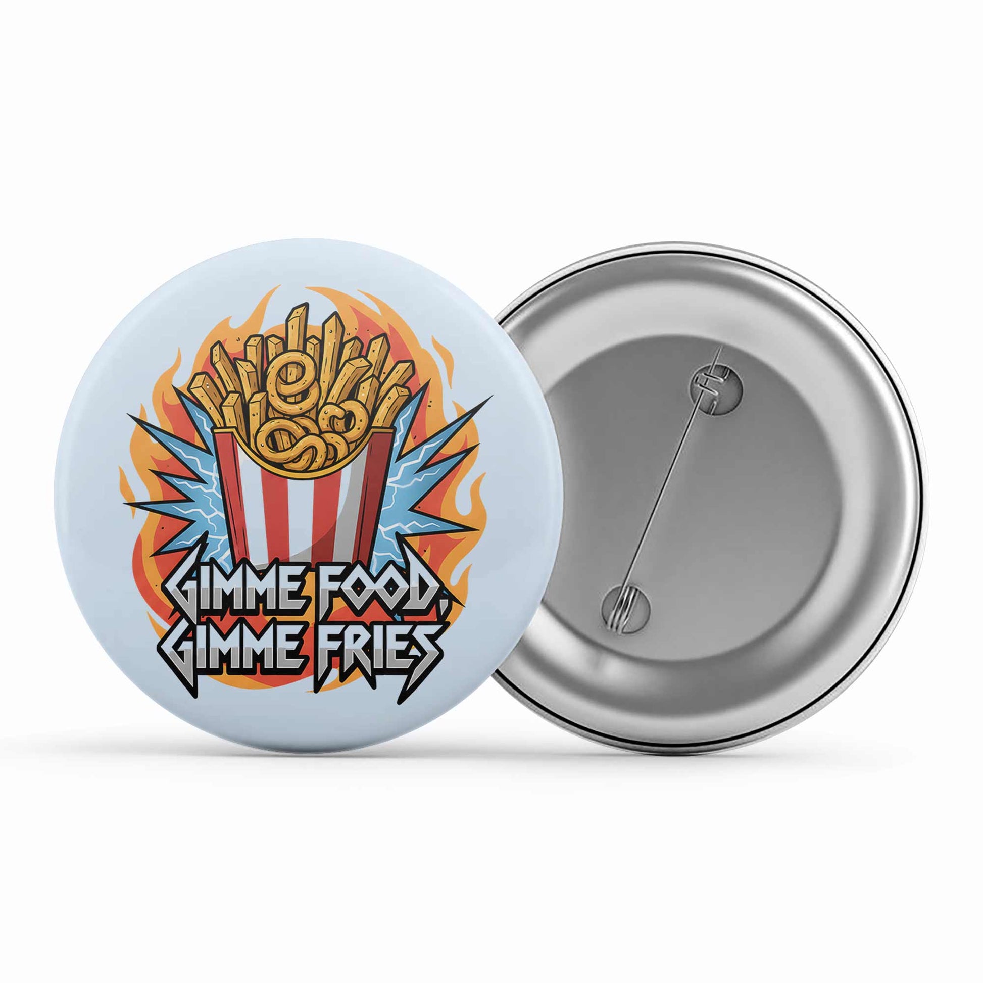 metallica gimme food gimme fries badge pin button music band buy online united states usa the banyan tee tbt men women girls boys unisex  