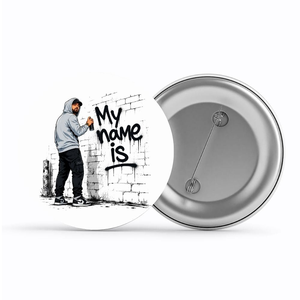 eminem my name is badge pin button music band buy online united states usa the banyan tee tbt men women girls boys unisex  