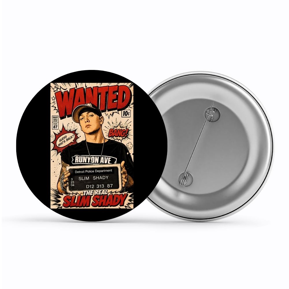 eminem real slim shady badge pin button music band buy online united states usa the banyan tee tbt men women girls boys unisex  