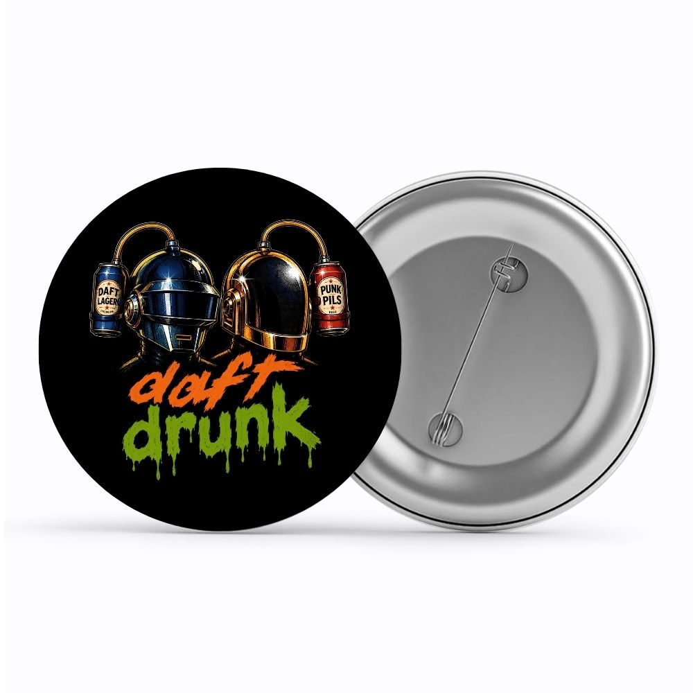 daft punk daft drunk badge pin button music band buy online united states usa the banyan tee tbt men women girls boys unisex  