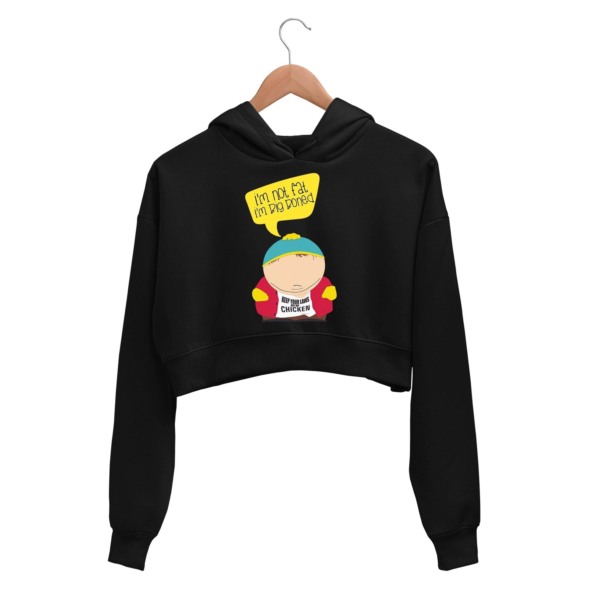 south park big boned crop hoodie hooded sweatshirt upper winterwear tv & movies buy online india the banyan tee tbt men women girls boys unisex black south park kenny cartman stan kyle cartoon character illustration