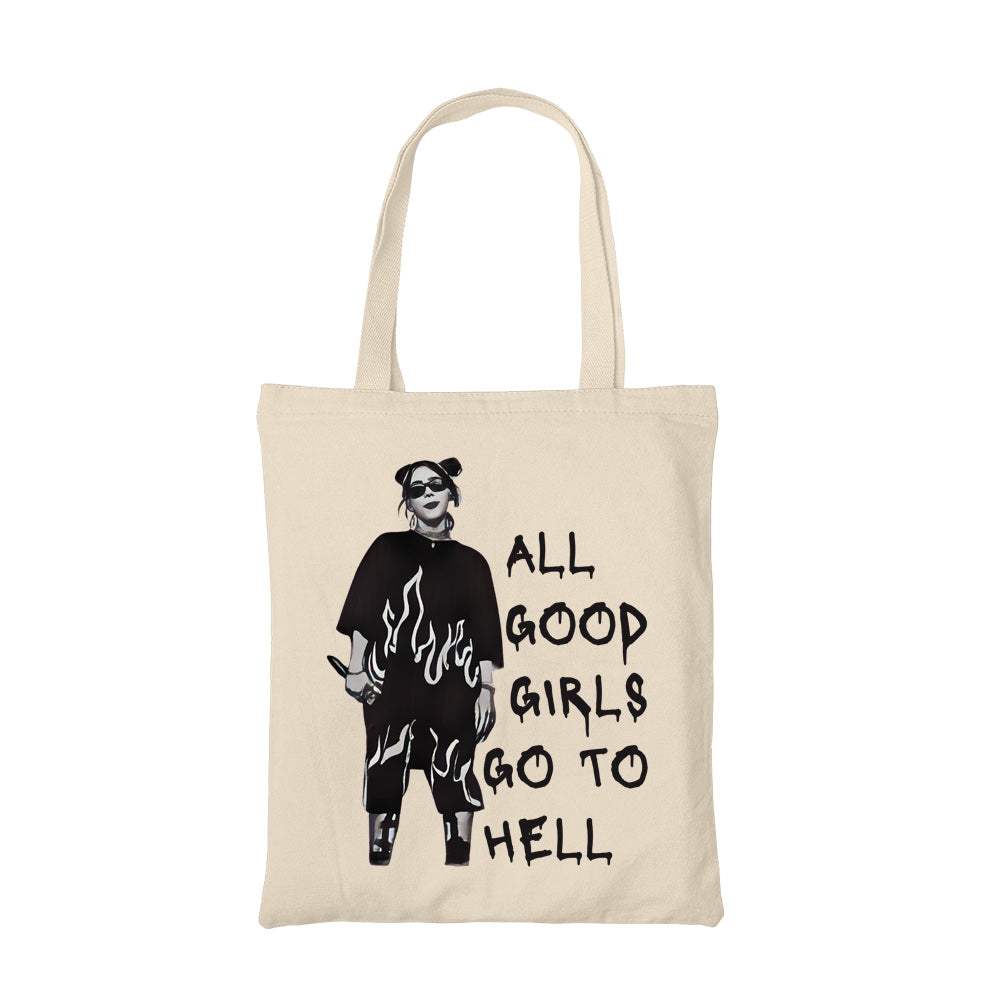 billie eilish all the good girls go to hell tote bag hand printed cotton women men unisex