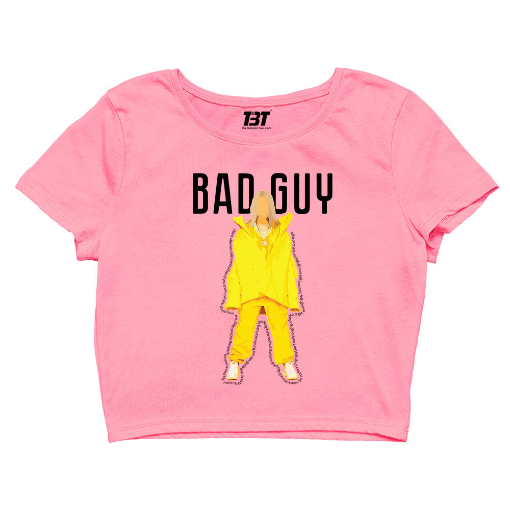 billie eilish bad guy crop top music band buy online united states of america usa the banyan tee tbt men women girls boys unisex white where's my mind