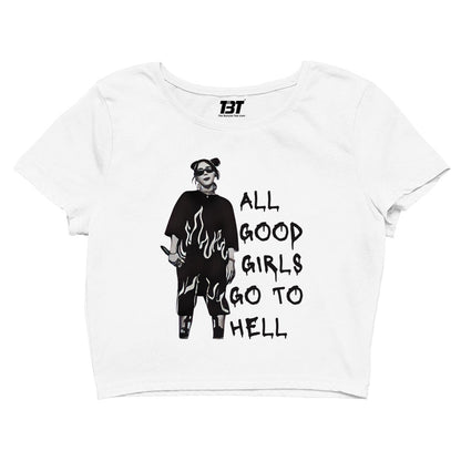 billie eilish all the good girls go to hell crop top music band buy online united states of america usa the banyan tee tbt men women girls boys unisex white