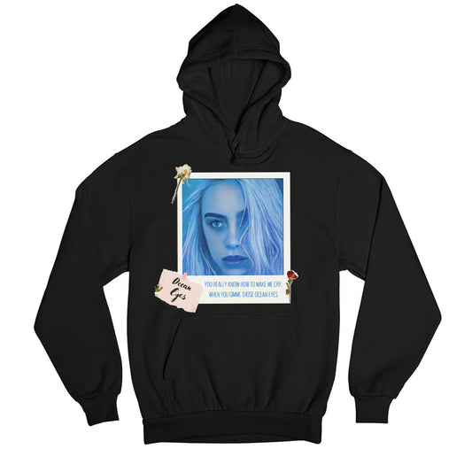 billie eilish ocean eyes hoodie hooded sweatshirt winterwear music band buy online usa united states of america the banyan tee tbt men women girls boys unisex black