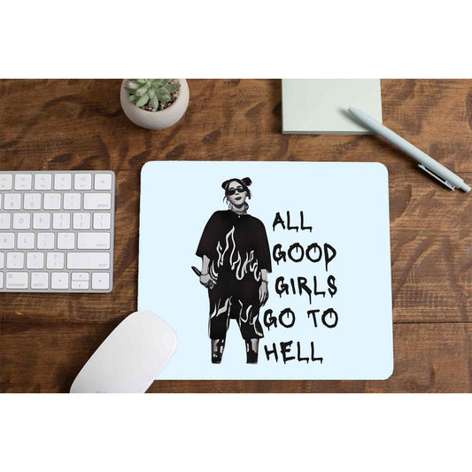 billie eilish all the good girls go to hell mousepad logitech large anime music band buy online united states of america usa the banyan tee tbt men women girls boys unisex