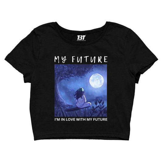 billie eilish my future crop top music band buy online united states of america usa the banyan tee tbt men women girls boys unisex black i am in love with my future